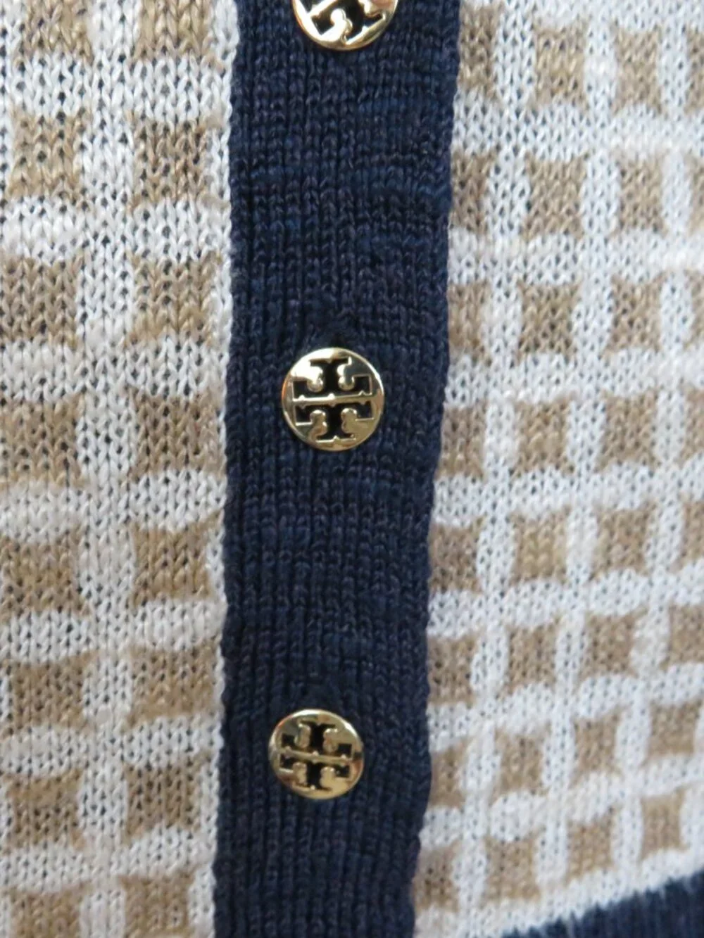Tory Burch size XS Floral Print Linen Blend Cardigan Jumper Lightweight V Neck